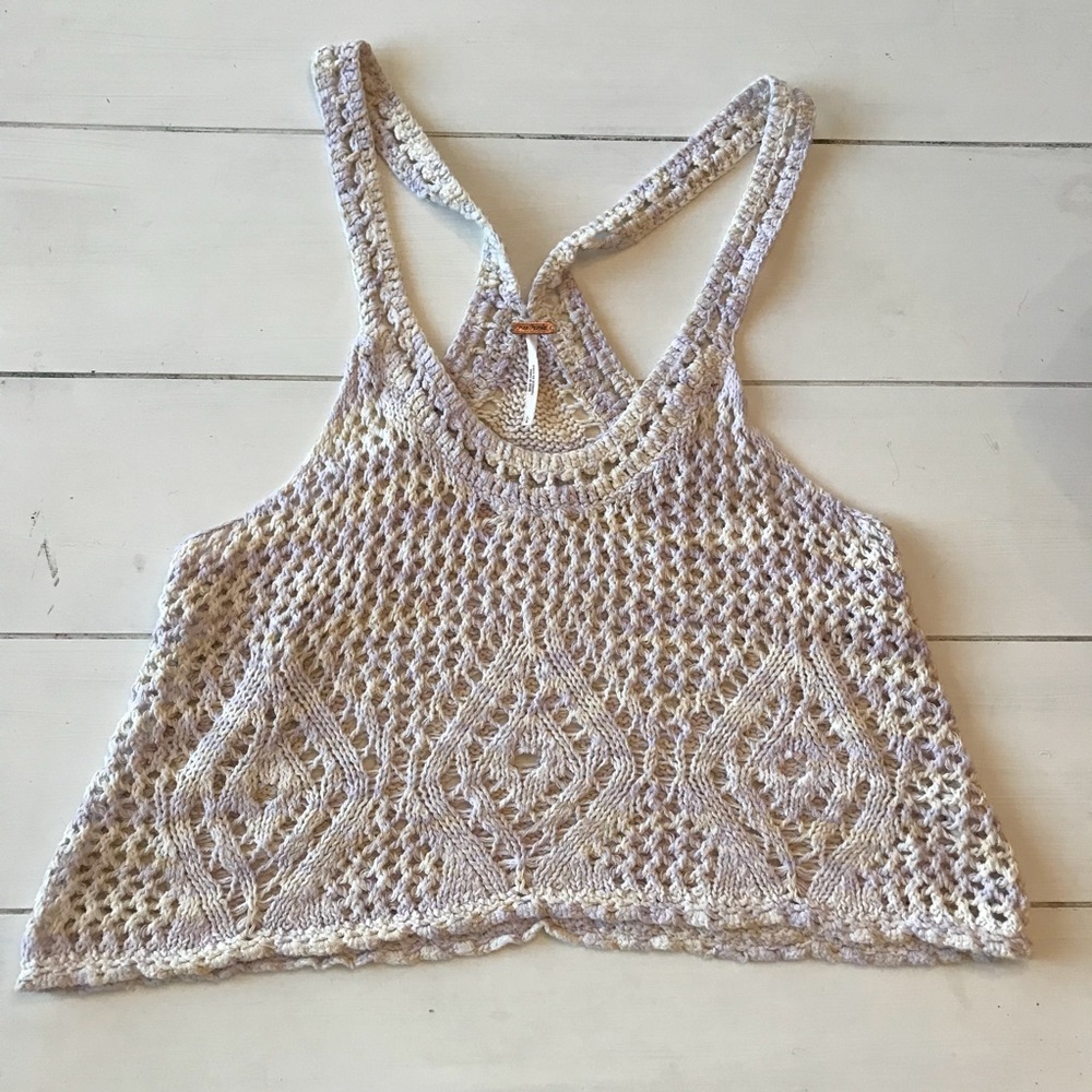 Free People crochet cropped racerback tank